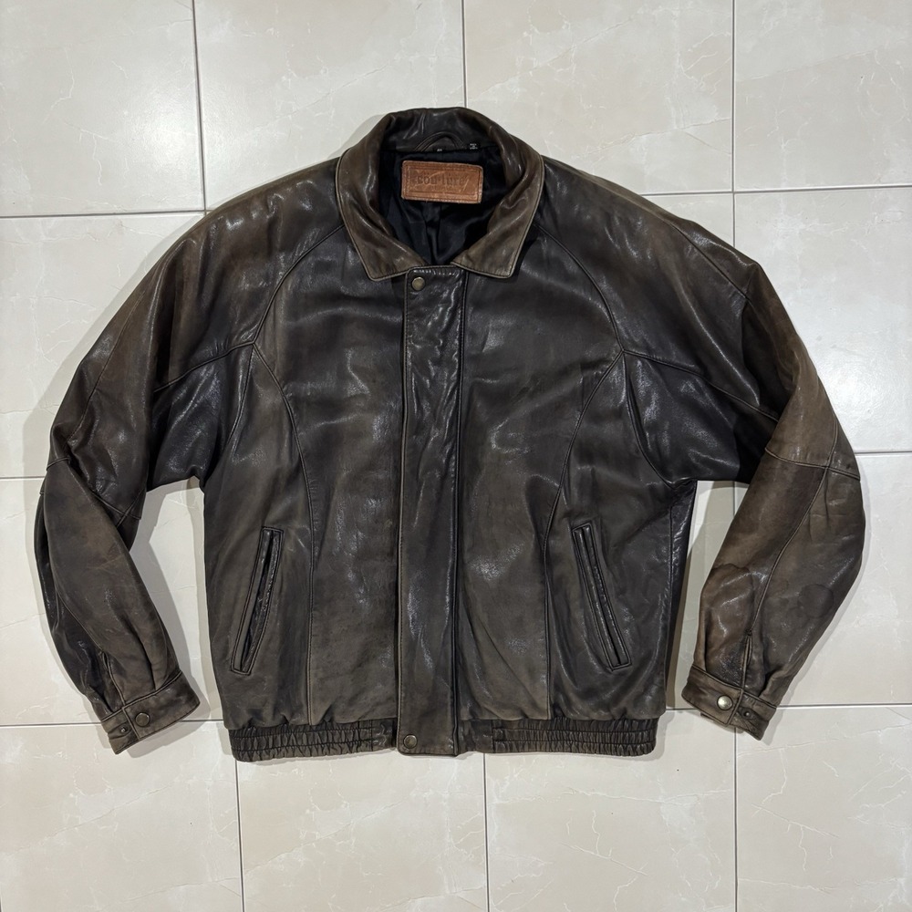 COU-TURE by J.Park Bomber Jacket Vintage Leather Mens Sz L 40 Distressed Grunge